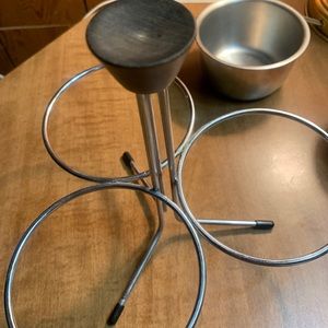 Vintage three compartment condiment with stand